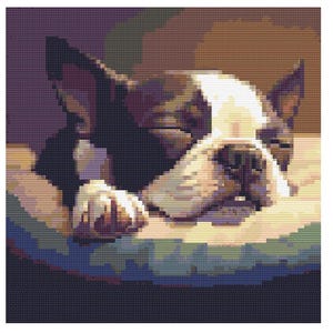Boston Terrier Boop Cross Stitch Pattern - Design size: 150 x 150 stitches