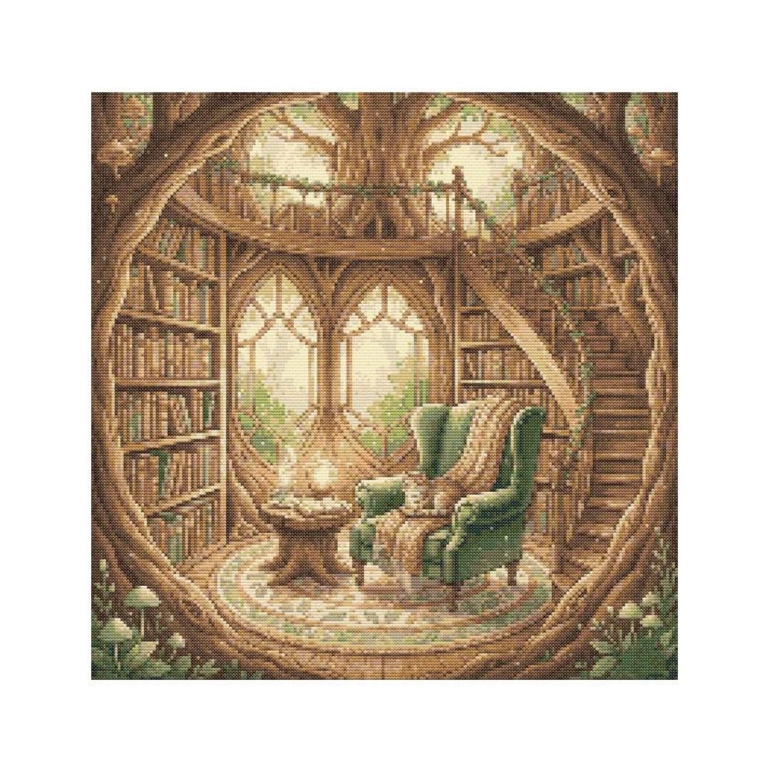 Cozy Library Nook Cross Stitch Pattern - 200 X 200 Stitches - Etsy