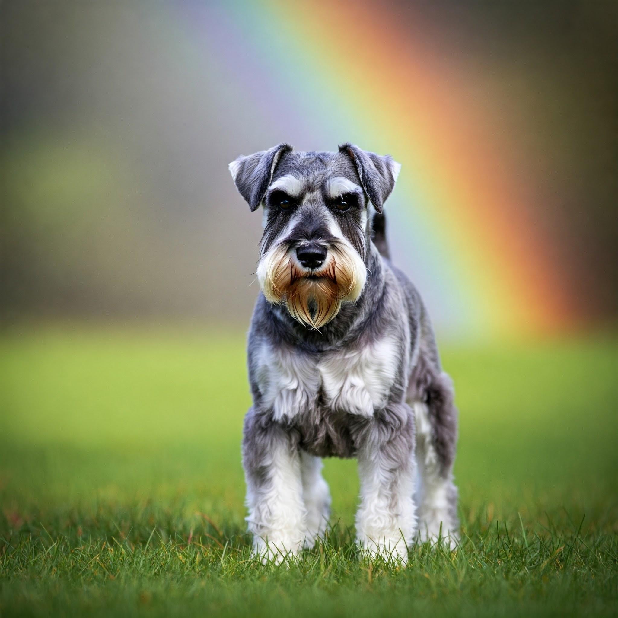 Schnauzer With Rainbow Cross Stitch Pattern - Design Size: 200 X