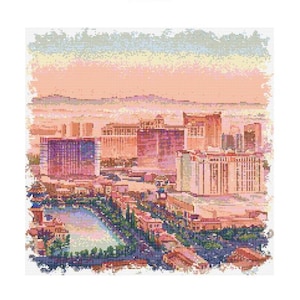 Las Vegas Cityscape Cross Stitch Pattern - 200 x 200 stitches