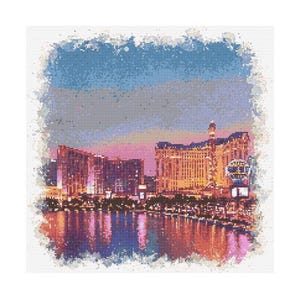 Patrón de punto de cruz del paisaje urbano de Las Vegas: 200 x 200 puntadas