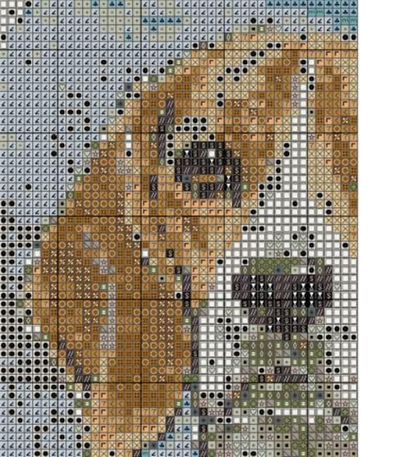 ビーグルの水彩画クロスステッチパターン：犬の刺繍（PDFパターン