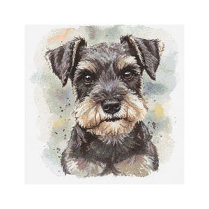 Schnauzer Watercolor Cross Stitch Pattern - Design size: 200 x 200 stitches