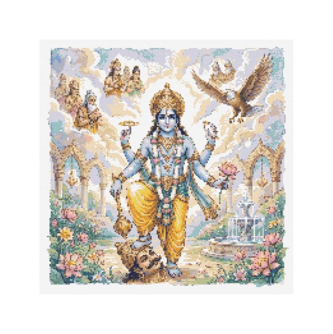 Vishnu Loop Pattern Hindu Vishnu Cross Stitch Pattern - Design Size: 200 X 200 Stitches - Etsy