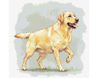 Yellow Labrador Retriever Cross Stitch Pattern – Easy Needlework Design (Digital Download)