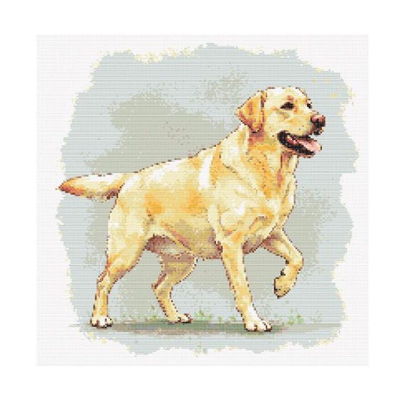 ラブラドール クロスステッチ 完成品 刺繍 ハンドメイド 景色