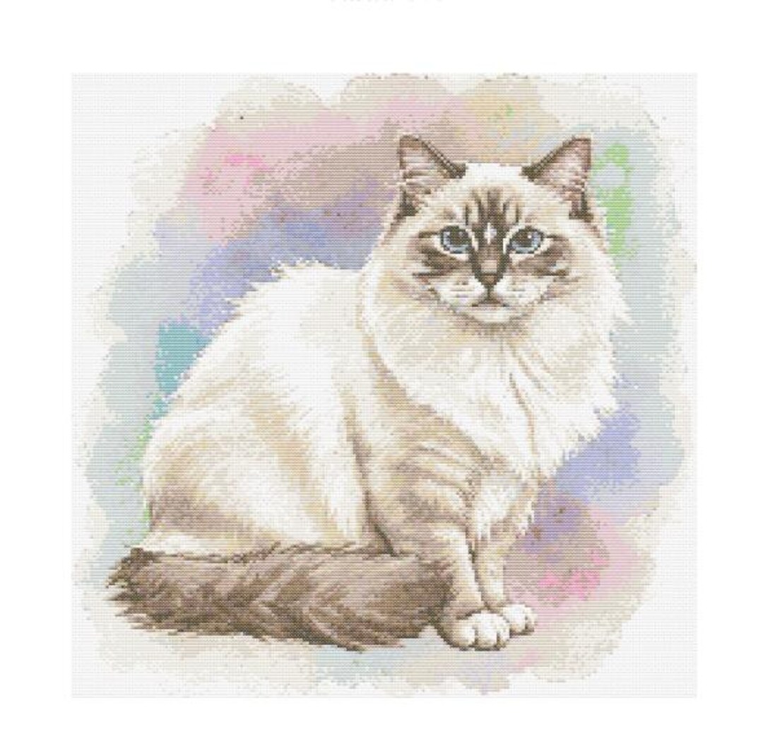 Ragdoll Cat Watercolor Cross Stitch Pattern - Design Size: 200 X 200 ...