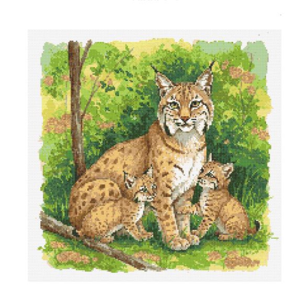 Bobcat Watercolor Cross Stitch Pattern - Design Size: 200 X 200 ...