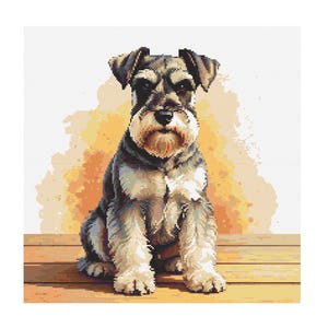 Schnauzer Watercolor Cross Stitch Pattern - Design size: 200 x 200 stitches