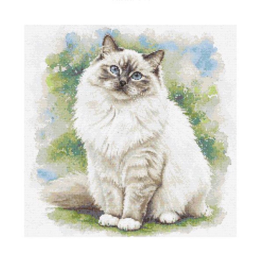 Ragdoll Cat Watercolor Cross Stitch Pattern - Design Size: 200 X 200 ...