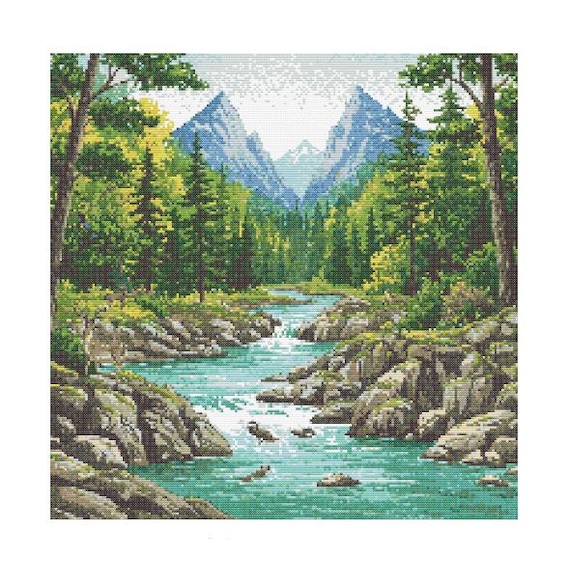 Kit broderie paysage côtier avec tambour Kit broderie paysage côtier avec tambour