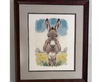 Donkey Cross Stitch Pattern PDF, Modern Watercolor Farm Animal Counted Cross Stitch, Cute Donkey Embroidery Chart, Instant Download