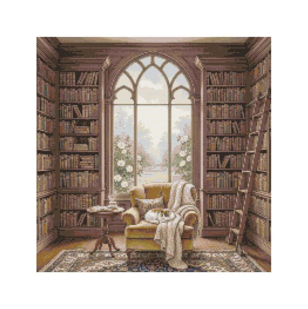 Cozy Library Nook Cross Stitch Pattern - 200 X 200 Stitches - Etsy