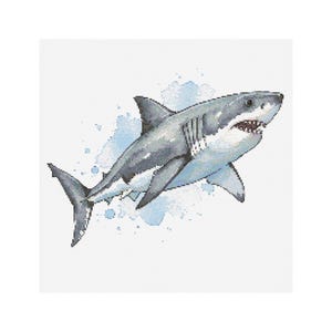 Great White Shark Cross Stitch Pattern - Design size: 200 x 200 stitches