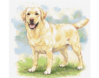 Yellow Labrador Retriever Cross Stitch Pattern – Easy Needlework Design (Digital Download)