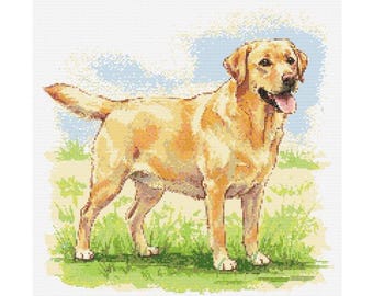 Yellow Labrador Retriever Cross Stitch Pattern – Easy Needlework Design (Digital Download)