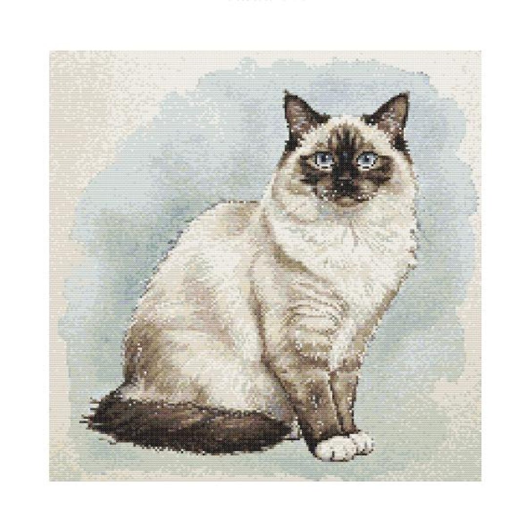Ragdoll Cat Watercolor Cross Stitch Pattern - Design Size: 200 X 200 ...