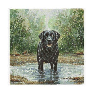 Kruissteekpatroon zwarte labrador retriever - ontwerpformaat: 200 x 200 steken