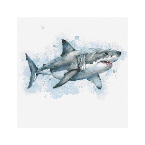 Great White Shark Cross Stitch Pattern - Design size: 200 x 200 stitches