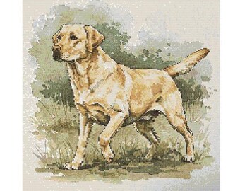 Yellow Labrador Retriever Cross Stitch Pattern – Easy Intermediate PDF Download