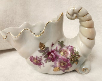 Vintage Thames Hand Painted Porcelain Cornucopia Planter