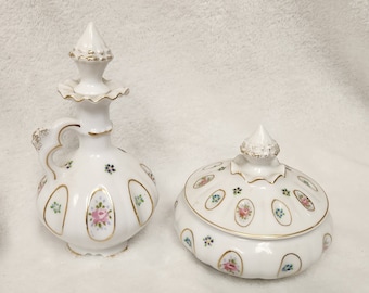 Ensemble de vanité vintage en porcelaine (2 pièces)