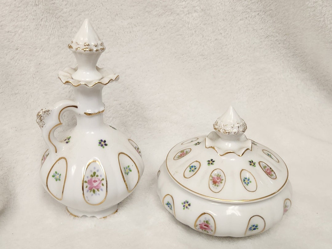 Vintage Porcelain Vanity Set 2 Piece Etsy