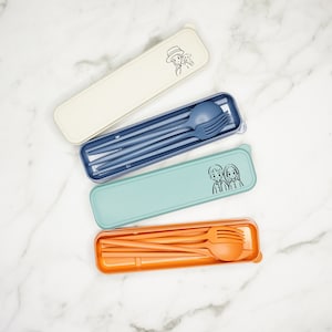Juego de cubiertos portátil ecológico personalizado: ideal para acampar, viajar, la oficina y la escuela. Regalo personalizado para ella
