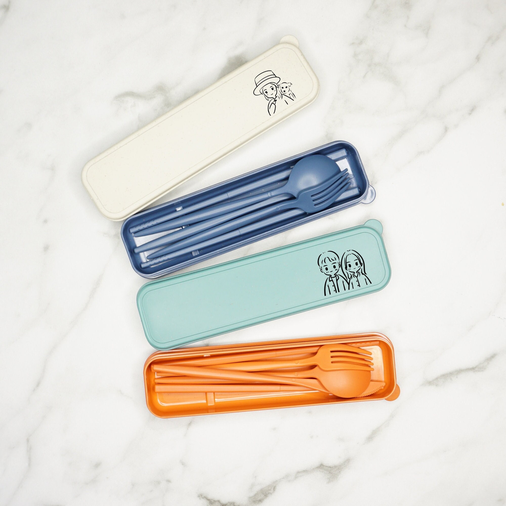 Conjunto de talheres portátil ecológico personalizado - ideal para camping, viagens, escritório e escola. Presente personalizado para ela