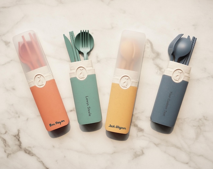 Custom Cutlery Set: Personalized Travel Companion, Her Perfect Gift for School & Office, Portable Silverware with an Eco-Friendly Touch