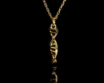 Gold Plated DNA Necklace, Biomedical Science Gift
