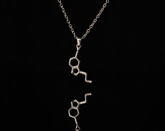 Silver Serotonin Necklace/Molecule earrings/Nurse gift/Molecule Necklace/Gift for Scientist/Gift for Chemist/Teacher gift