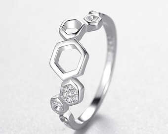 Sterling Silver Benzene Ring - Science Gift, Chemistry Jewelry