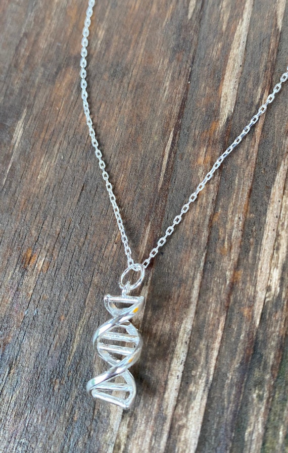Collana con ciondolo a forma di struttura molecolare del DNA in argento sterling, argento, oro o oro rosa, collana con DNA, gioielli scientifici, regalo per scienziati - Italia