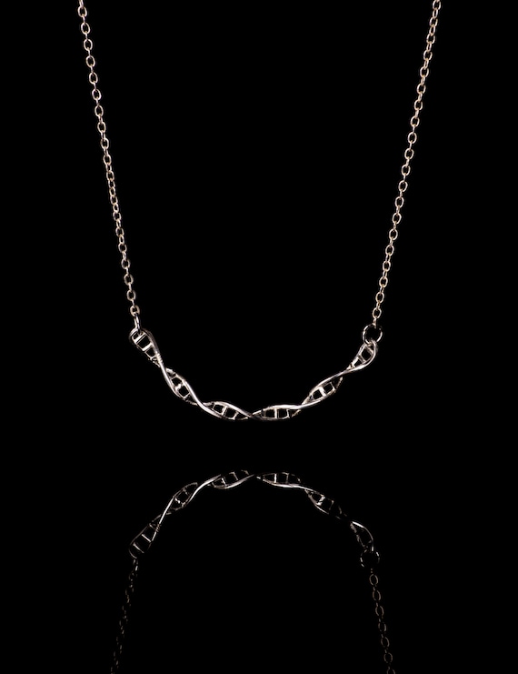 Sterling Silver DNA Double Helix Necklace: Biomedical Science Gift