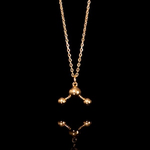 Water Molecule Necklace: 18k Gold-Plated Sterling Silver Science Gift