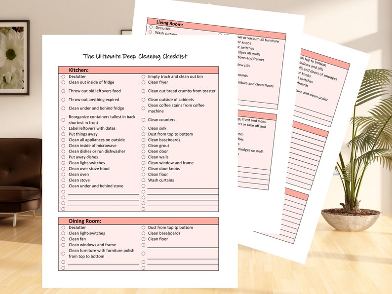 The Ultimate Deep Cleaning Checklist and Planner, Clean Your Whole House Like A Professional, Deep Cleaning Routine, Spring Cleaning List