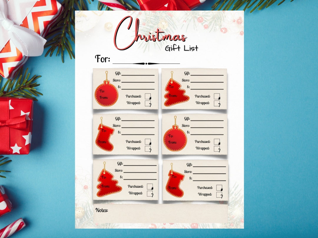 Christmas Gift Planner for Kids, Printable Holiday Checklist, Gift ...