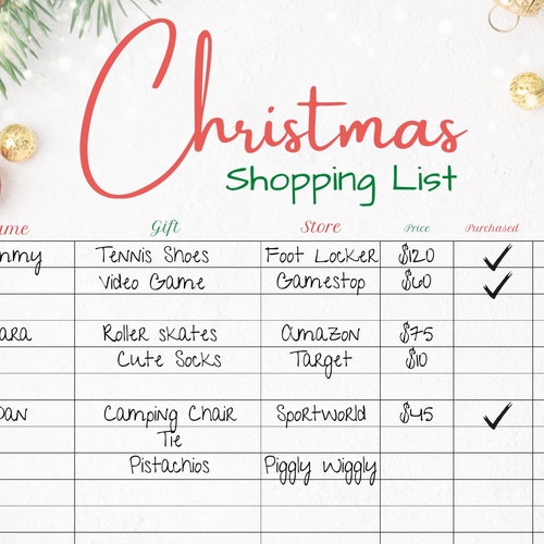 Christmas Gift Planner Printable Holiday Checklist Gift Etsy