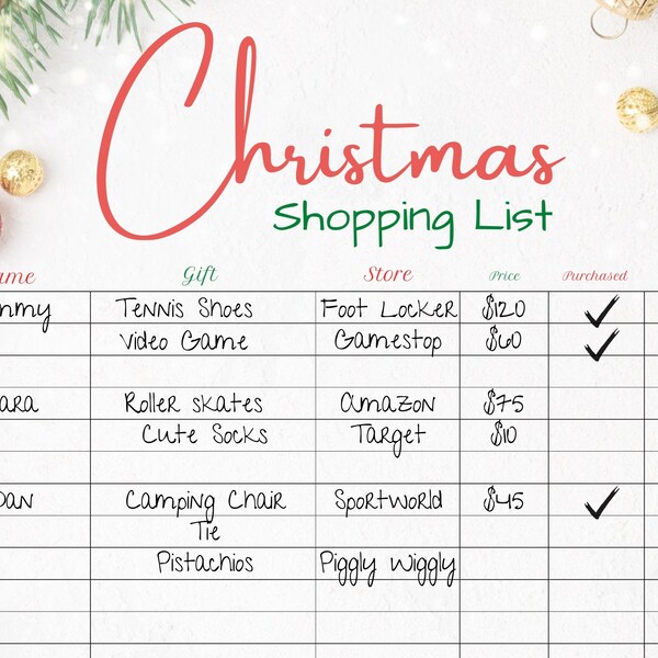 Christmas Gift Planner, Printable Holiday Checklist, Gift Budget Tracker, Holiday Planner, Simple Gift List, PDF, Shopping List, Wish List