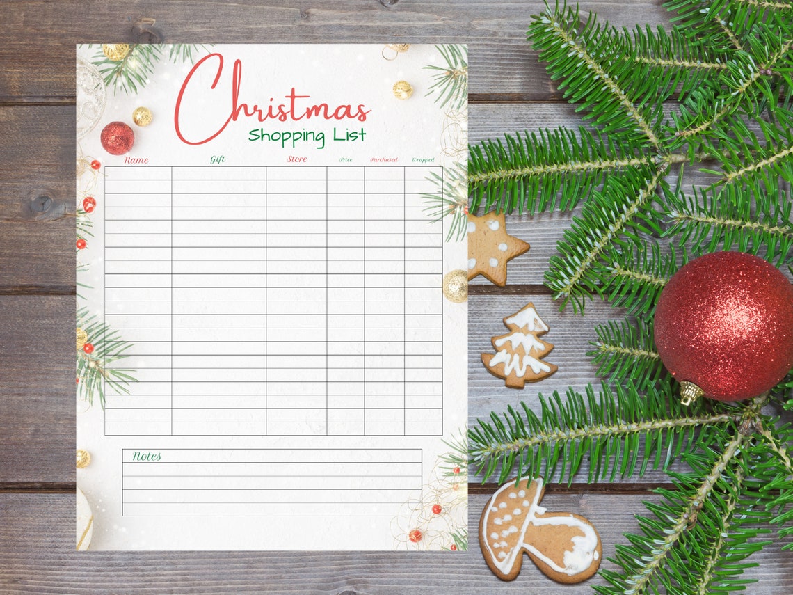 Christmas Gift Planner Printable Holiday Checklist Gift - Etsy