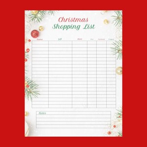 Christmas Gift Planner Printable Holiday Checklist Gift - Etsy