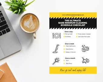 Ultimate Bare Minimum Cleaning Checklist, Printable, Easy & Realistic House Cleaning Scheduleand Instructions, Perfect for ADHD, Working Mom