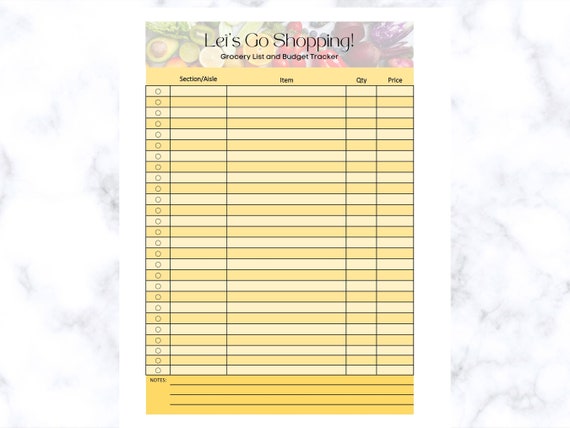 Grocery List Template By Aisle