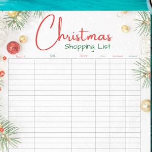 Christmas Gift Planner, Printable Holiday Checklist, Gift Budget Tracker, Holiday Planner, Simple Gift List, PDF, Shopping List, Wish List image 5