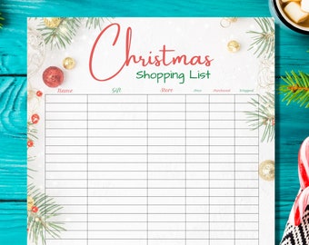 Christmas Gift Planner, Printable Holiday Checklist, Gift Budget Tracker, Holiday Planner, Simple Gift List, PDF, Shopping List, Wish List
