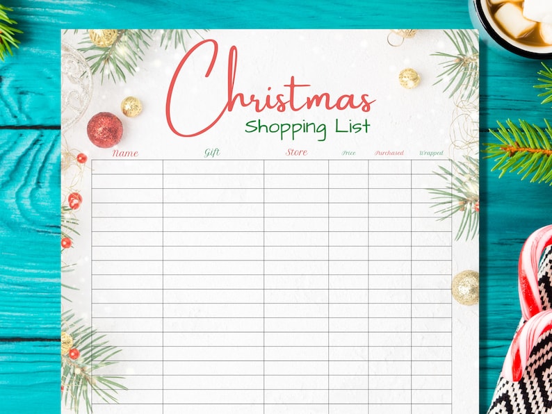 Christmas Gift Planner, Printable Holiday Checklist, Gift Budget Tracker, Holiday Planner, Simple Gift List, PDF, Shopping List, Wish List image 5