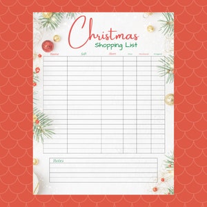 Christmas Gift Planner Printable Holiday Checklist Gift - Etsy