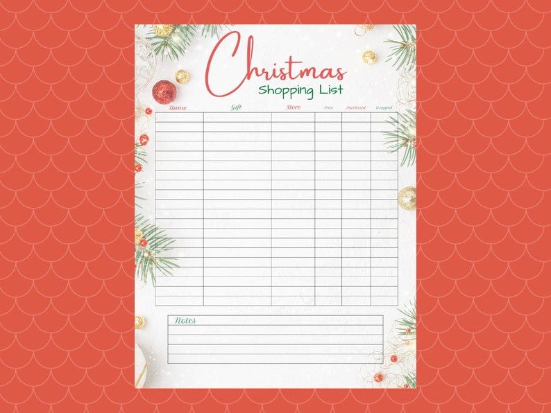 Christmas Gift Planner Printable Holiday Checklist Gift - Etsy