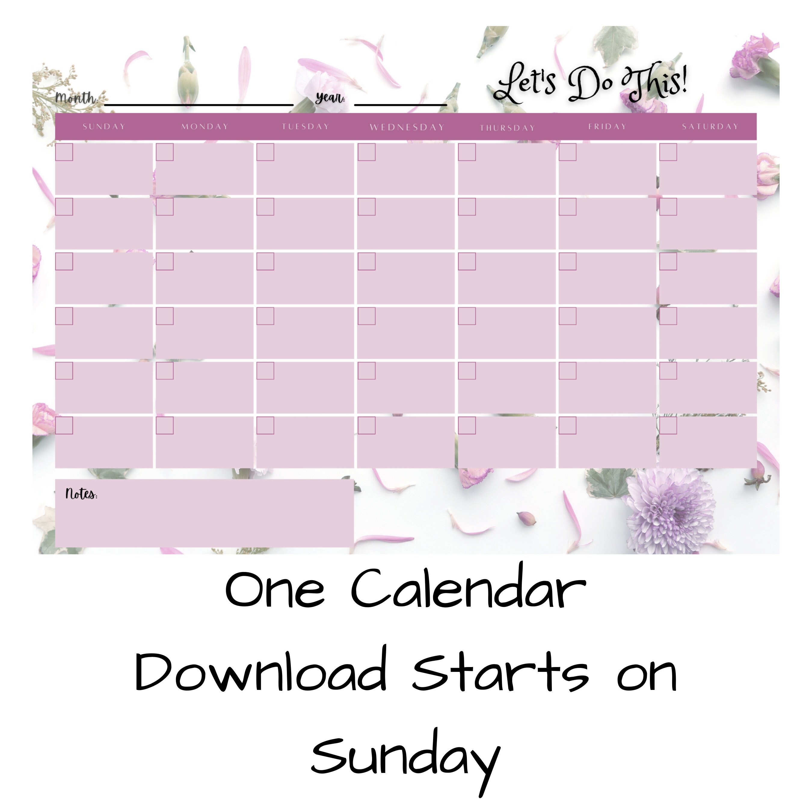 Blank Purple Calendar With Motivational Saying Printable - Etsy